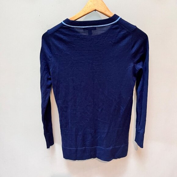 J.Crew Womens XS Merino Wool Navy Sweater With Red & Blue Side Ties - Picture 5 of 6